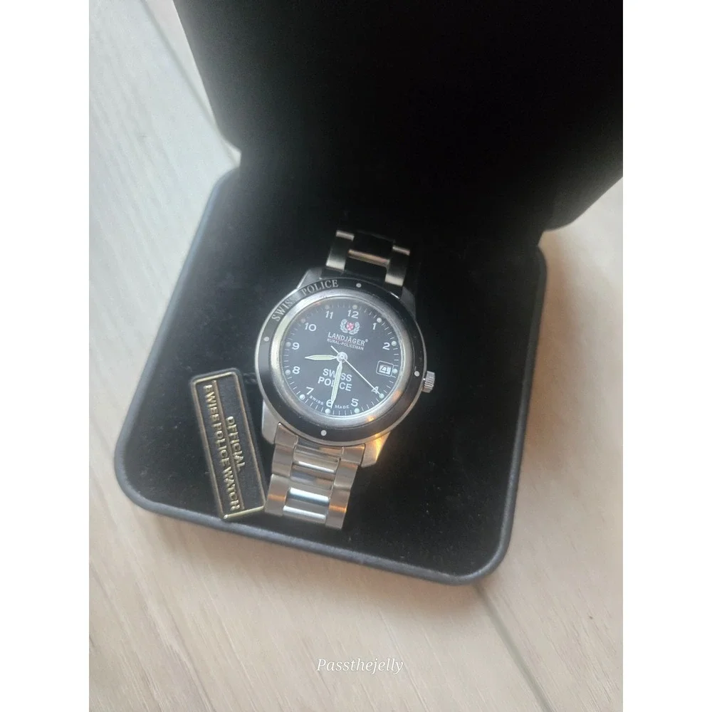 Landjager Watch Mens Swiss Police Rural Policeman Black‎ Dial Quartz Date Swiss
